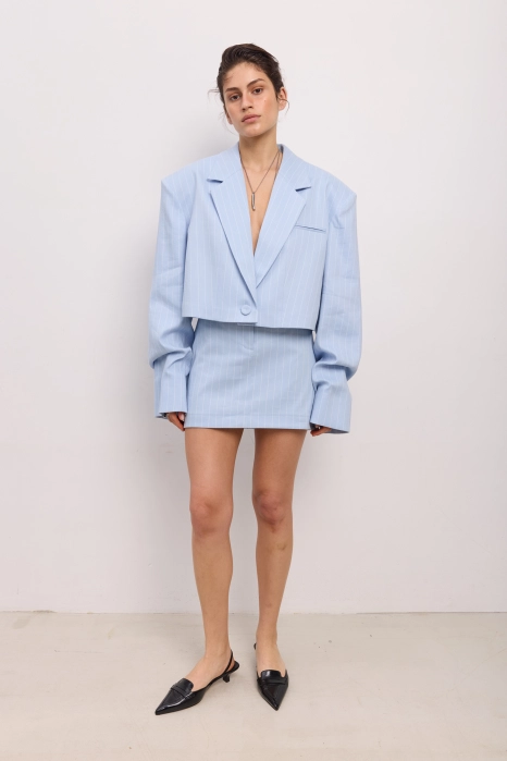 Спідниця міні лляна з високою посадкою