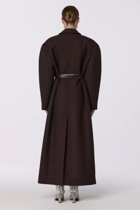 Double-breasted coat with accent shoulder