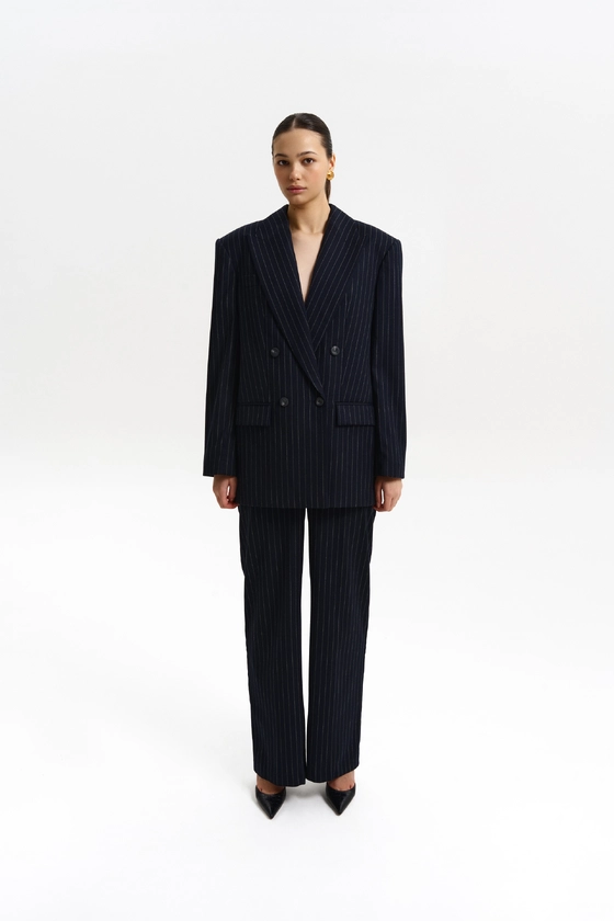 Жакет вовняний двобортний оверсайз з підплічниками 