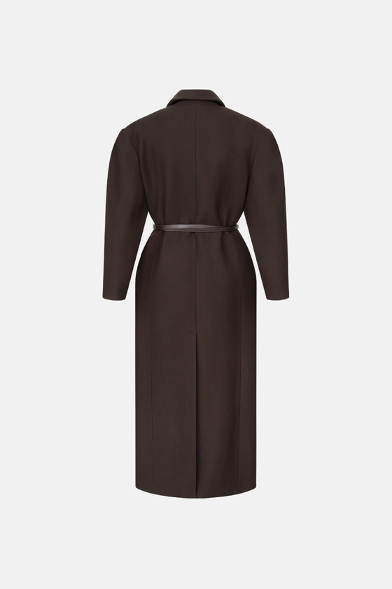 Двобортне пальто з акцентним плечем 