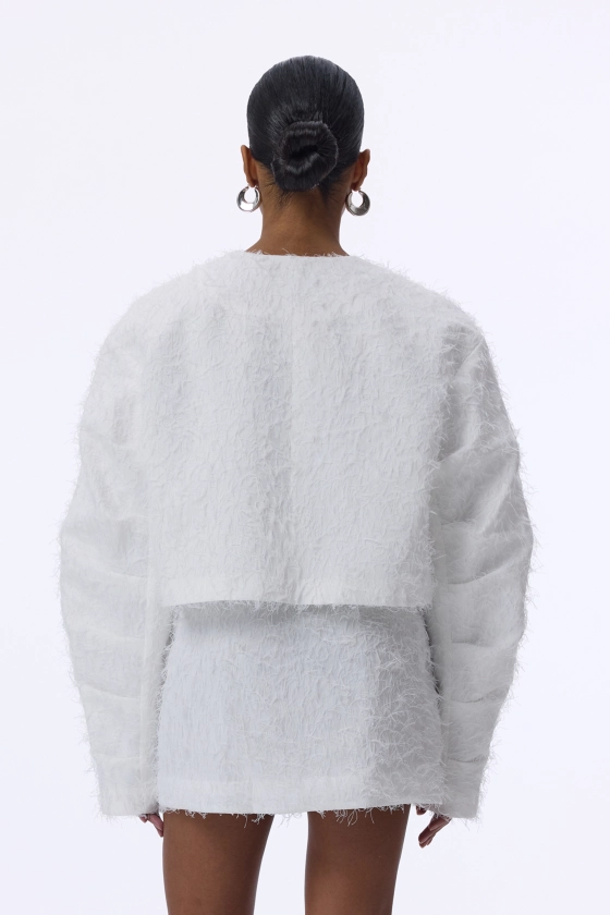 Fluffy bomber jacket with gathered details on the sleeves - photo 4