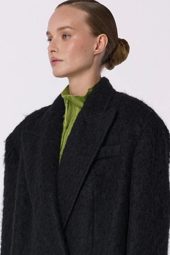 Пальто оверсайз прямого крою з альпаки 