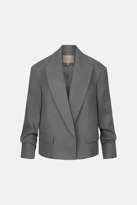 Жакет лляний оверсайз зі збіркою на рукаві 