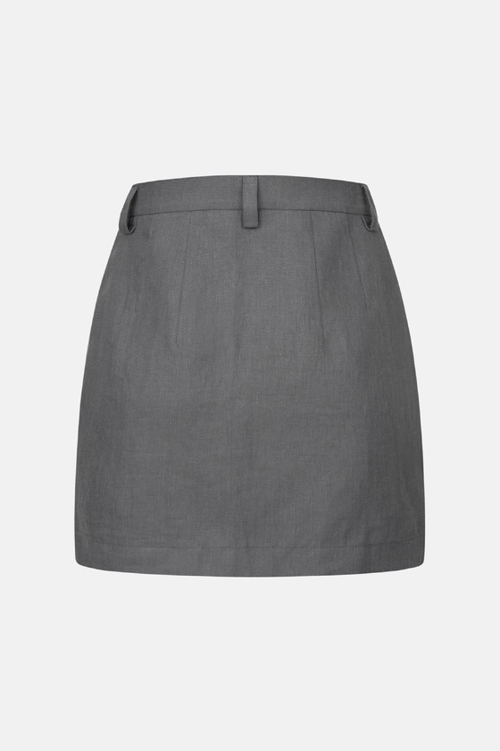 Спідниця міні лляна з високою посадкою 