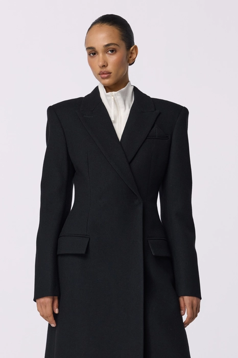 Fitted coat with accent shoulders