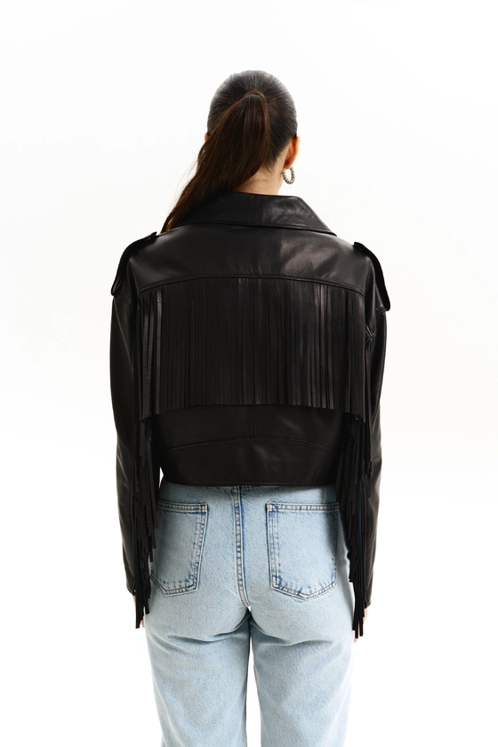 Куртка шкіряна з бахромою 