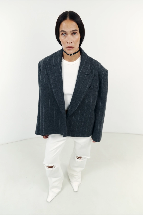 Пальто-жакет оверсайз з трикутничком 