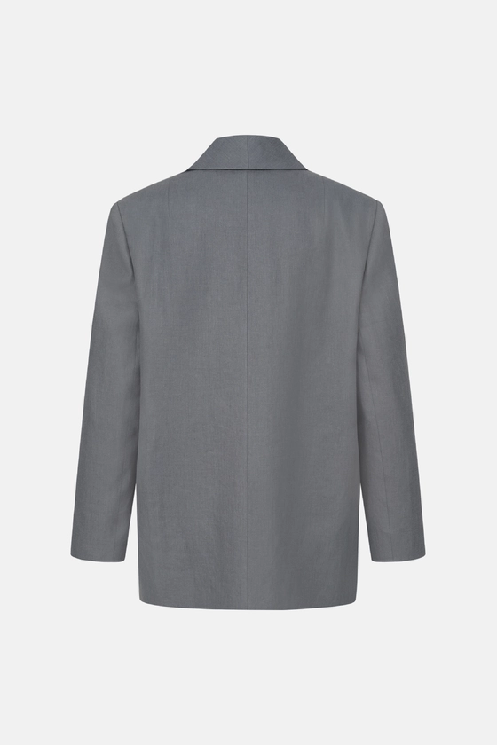 Жакет лляний двобортний оверсайз з підплічниками 