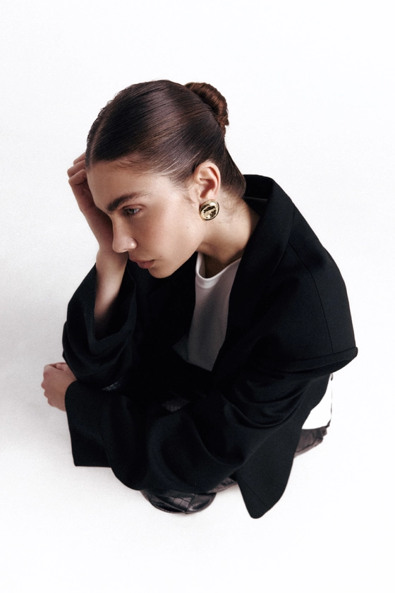 Жакет вовняний оверсайз зі збіркою на рукаві 