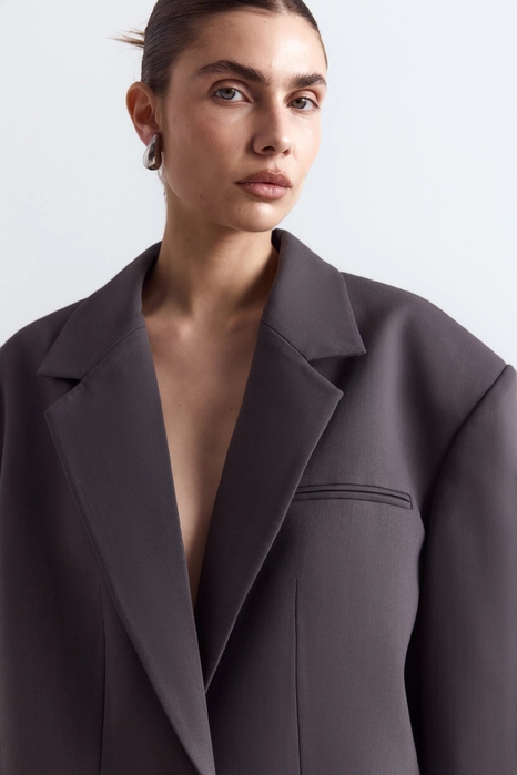 Жакет кроп вовняний зі збіркою на рукаві