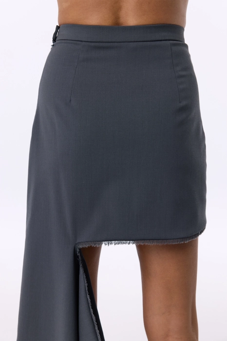 Спідниця вовняна міні з відрізаною деталлю