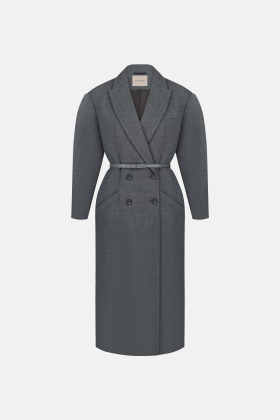 Двобортне пальто з акцентним плечем 