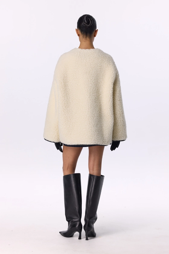 Еко-шуба оверсайз із застібками 