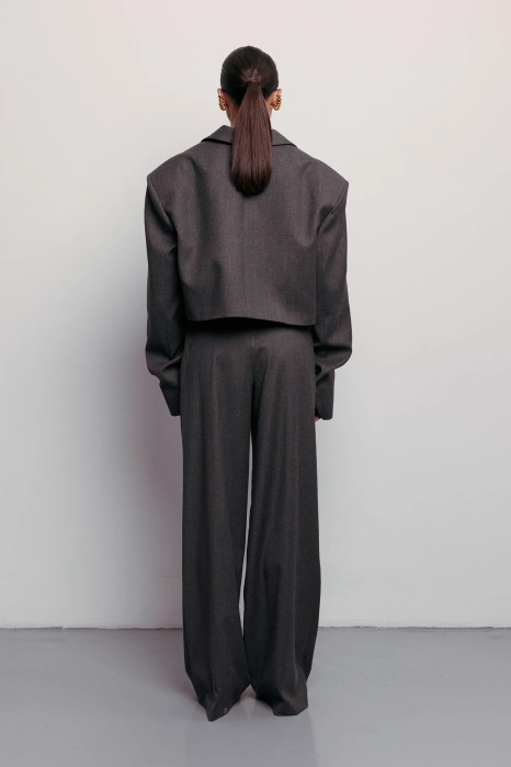 Жакет кроп вовняний зі збіркою на рукаві