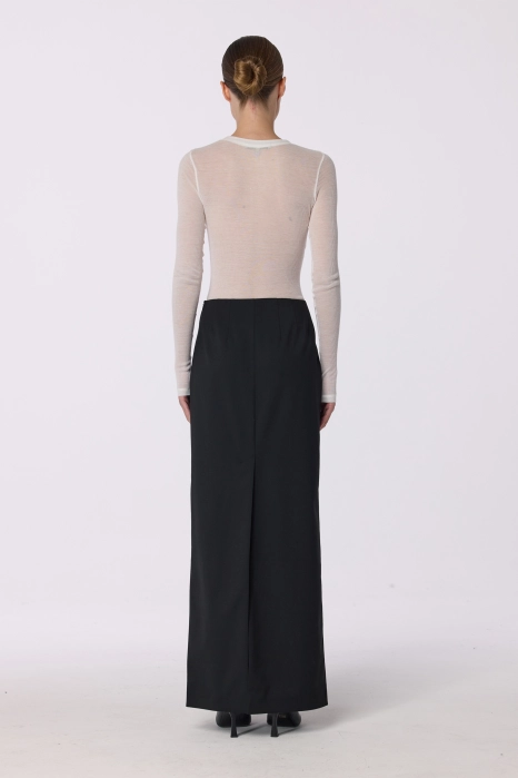 Mid-rise wool maxi skirt