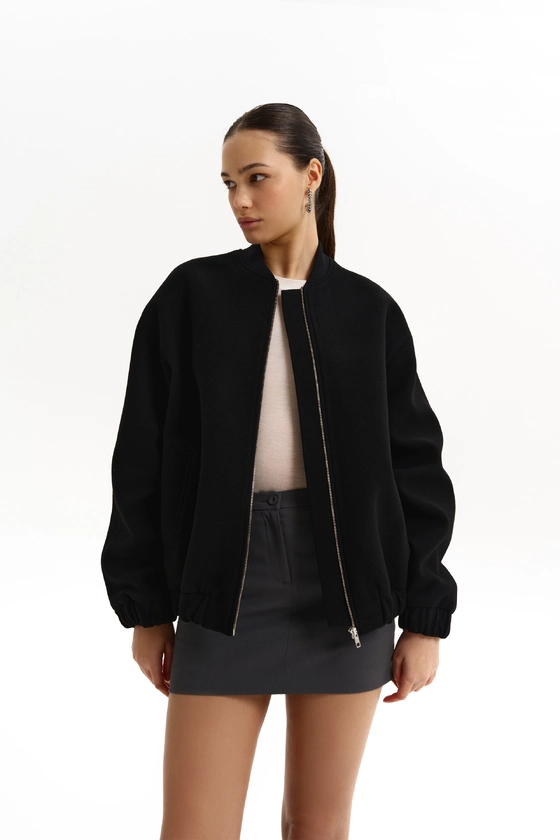 Бомбер з пальтової цупкої тканини, чорний 100% virginwool 8527-1-5 M/L(р) 