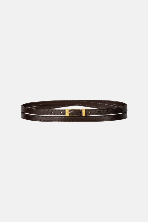 Double thin leather belt - photo 1