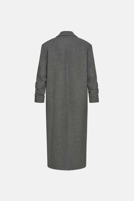 Straight-cut coat with gathered sleeves