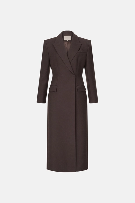 Пальто приталене з акцентним плечем