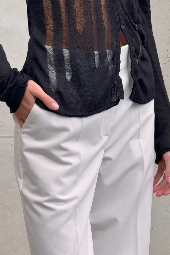 Mid-rise wool trousers with a crease - photo 5