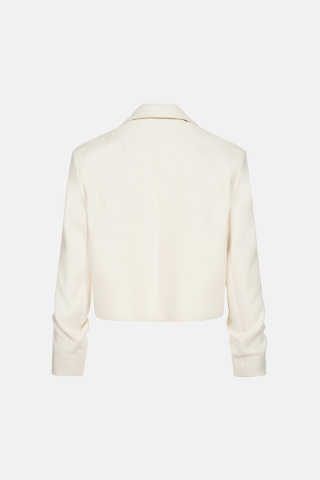 Cropped coat with gathered sleeves