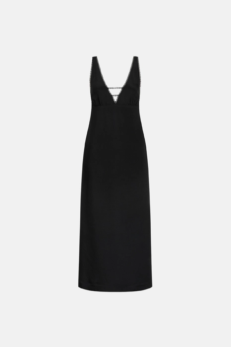 Сукня міді з глибоким вирізом та мереживом