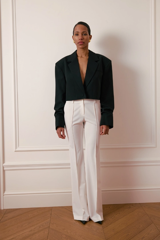 Жакет кроп котоновий зі збіркою на рукаві 