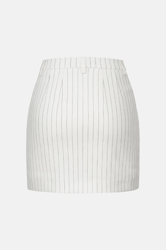 Спідниця міні лляна з високою посадкою 