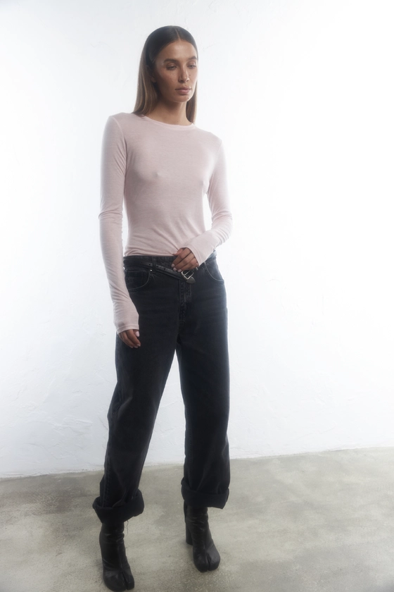 Лонгслів приталений напівпрозорий 