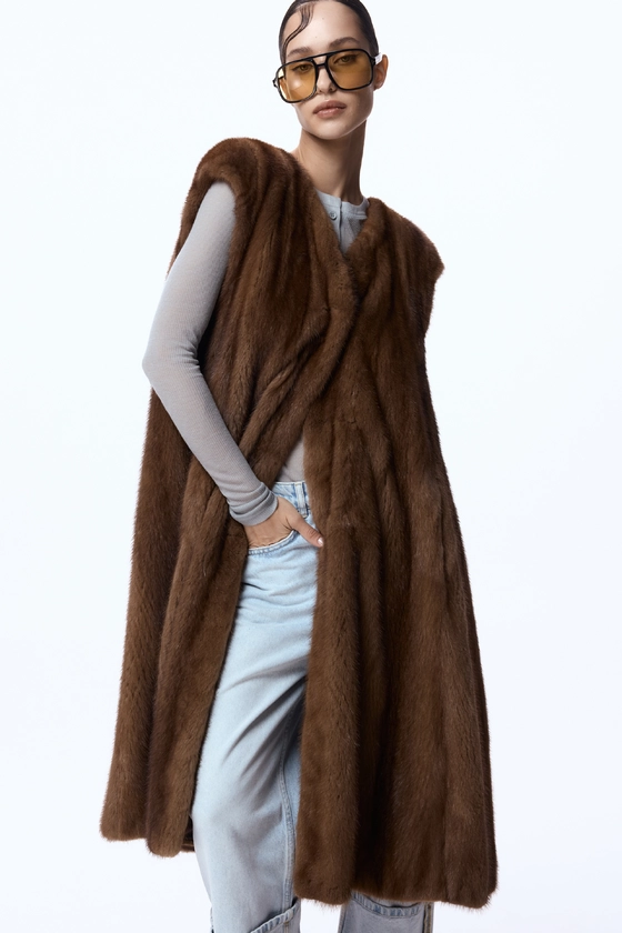 Вінтажна норкова шуба-жилет 