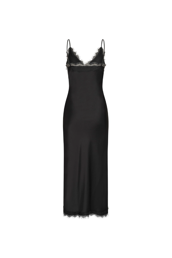 Сукня максі на тонких бретелях з мереживом 