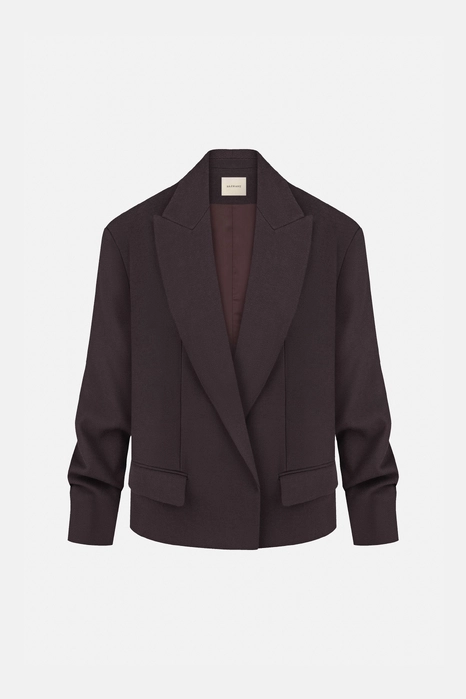 Пальто-жакет оверсайз із збіркою на рукаві