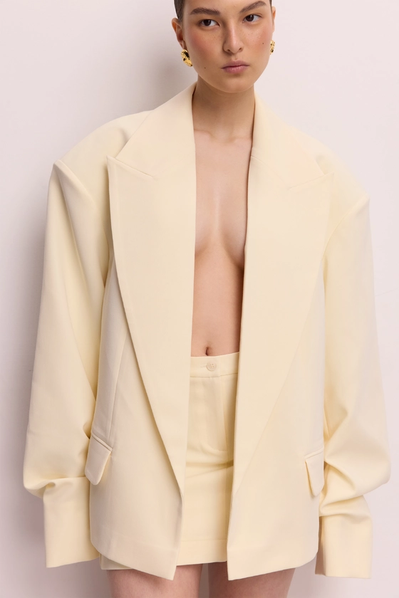 Жакет котоновий оверсайз зі збіркою на рукаві 