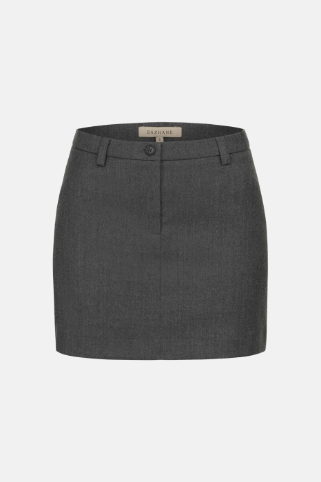 Wool mini skirt with mid-rise