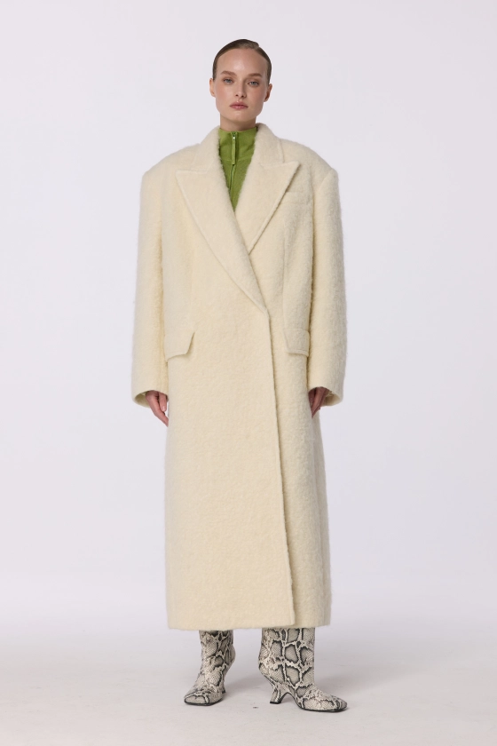 Пальто оверсайз прямого крою з альпаки 