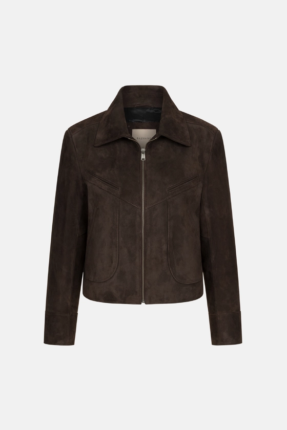 Куртка шкіряна з косими карманами 