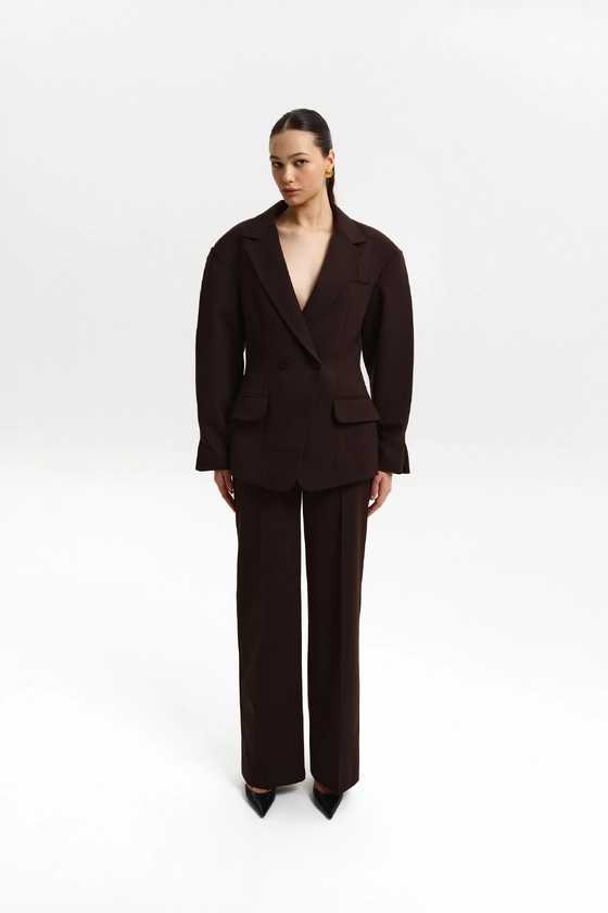 Mid-rise wool trousers with arrows 