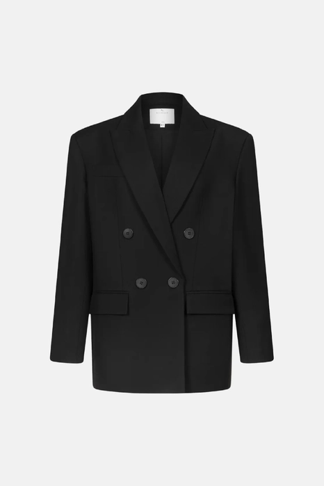 Oversized double-breasted cotton blazer with shoulder pads