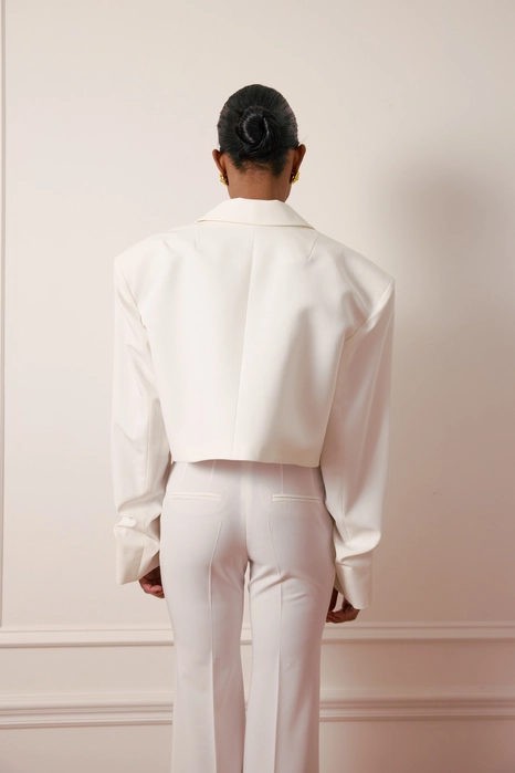 Жакет кроп котоновий зі збіркою на рукаві