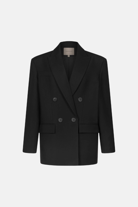Oversized double-breasted wool blazer with shoulder pads