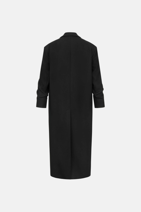 Straight-cut coat with gathered sleeves