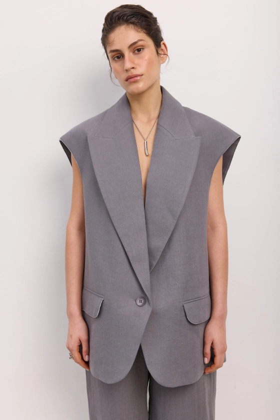 Linen oversized vest - photo 3