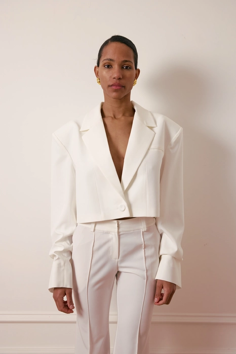 Жакет кроп котоновий зі збіркою на рукаві