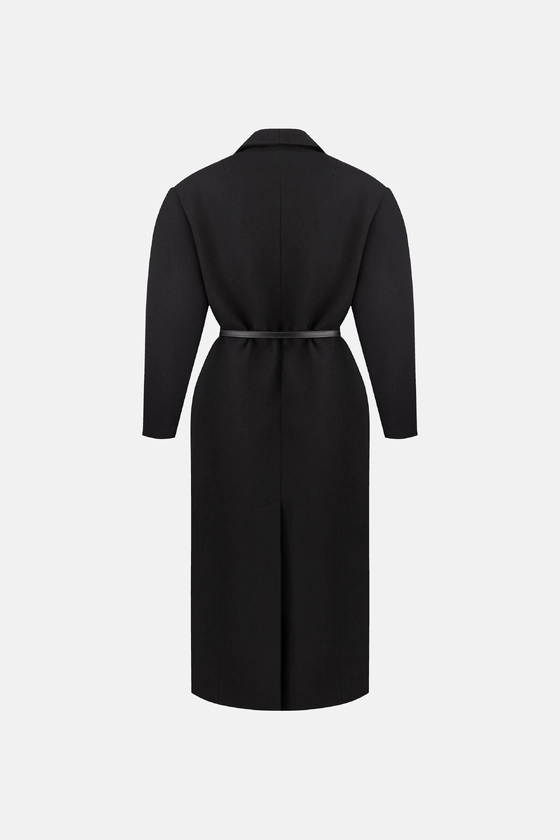 Двобортне пальто з акцентним плечем 