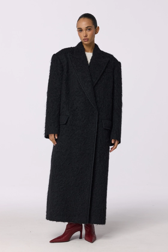 Пальто оверсайз прямого крою з альпаки 