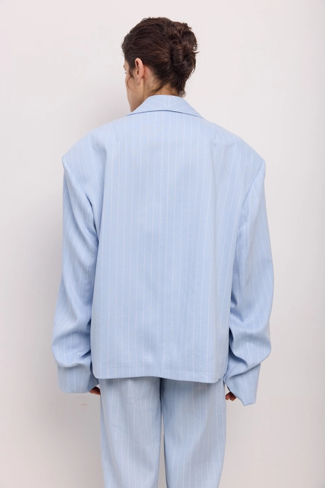 Жакет лляний оверсайз зі збіркою на рукаві