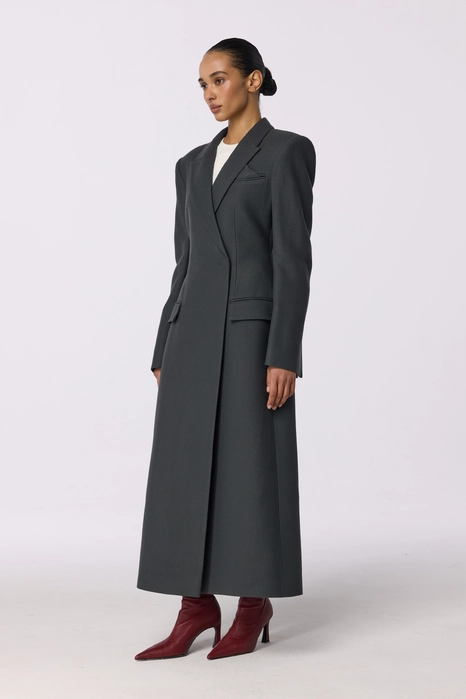 Fitted coat with accent shoulders