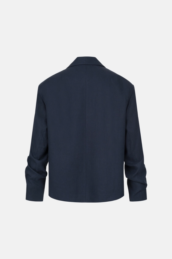 Жакет лляний оверсайз зі збіркою на рукаві 