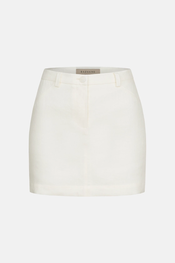 Спідниця лляна міні з середньою посадкою 
