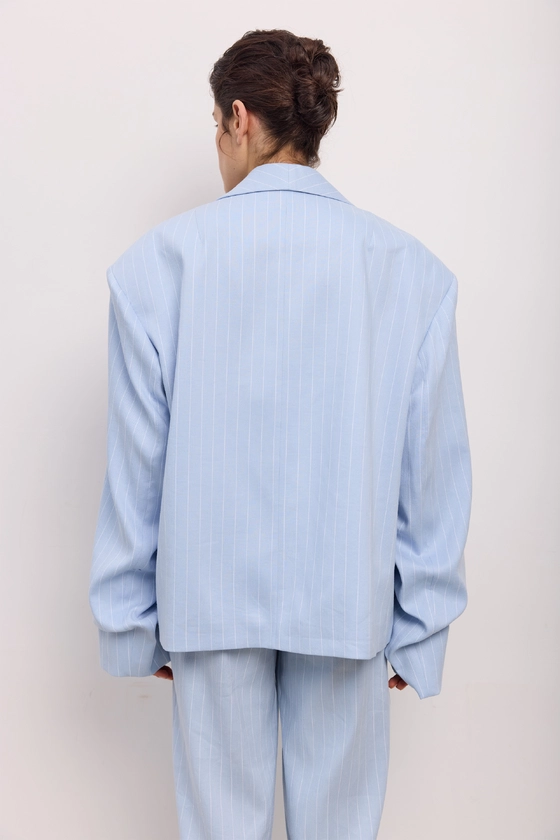 Жакет лляний оверсайз зі збіркою на рукаві 